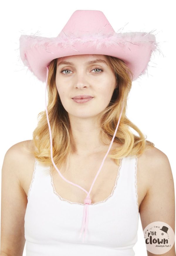 ACCESSOIRES DE FETE-CHAPEAUX-CHAPEAU COW GIRL-ROSE
