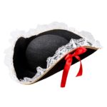 ACCESSOIRES DE FETE-CHAPEAUX-CHAPEAU TRICORNE-CHAPEAU TRICORNE AVEC DENTELLE-CHAPEAU PIRATE FEMME-CHAPEAU TRICORNE PIRATE