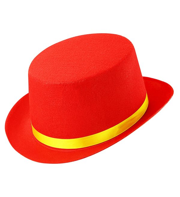 ACCESSOIRES DE FETE-CHAPEAUX-CHAPEAUX ENFANT-CHAPEAU HAUT DE FORME ROUGE ENFANT