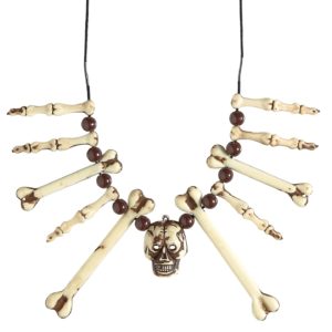 ACCESSOIRES DE FETE-COLLIER-COLLIER CRANE OS-COLLIER DES CAVERNES-ACCESSOIRES HOMMES DES CAVERNES-PREHISTOIRE