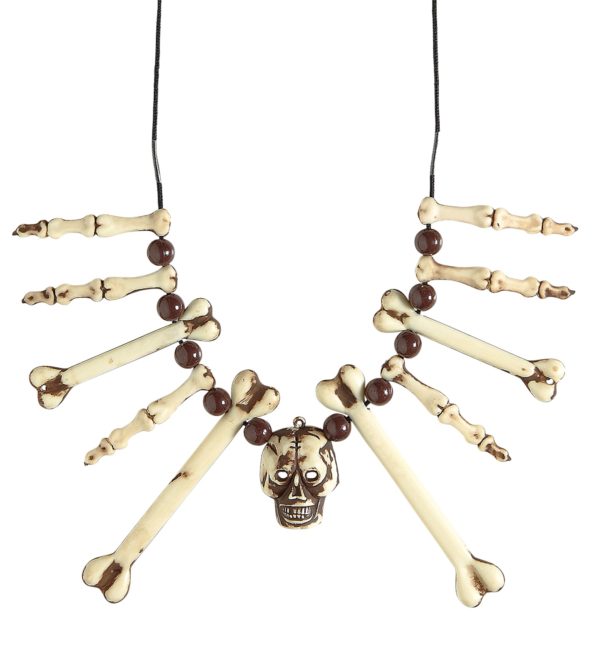 ACCESSOIRES DE FETE-COLLIER-COLLIER CRANE OS-COLLIER DES CAVERNES-ACCESSOIRES HOMMES DES CAVERNES-PREHISTOIRE
