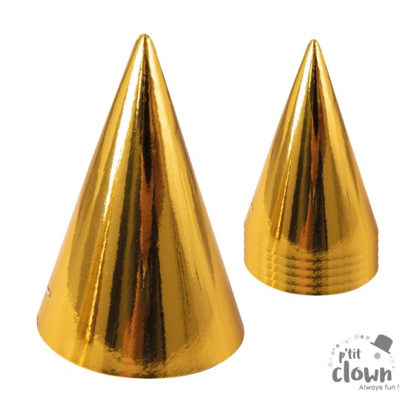 ACCESSOIRES DE FETE-CONE EN CARTON OR-CHAEPAU POINTU-COTILLON