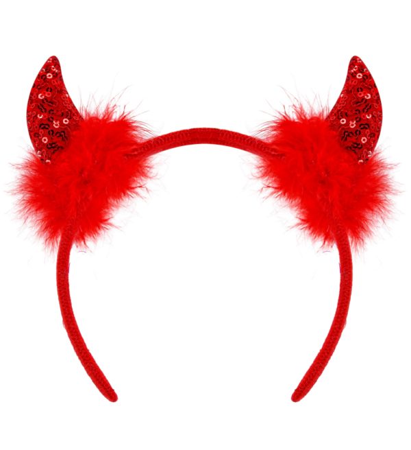 ACCESSOIRES DE FETE-CORNES DE DIABLE-CORNES DE DEMON-SERRE TETE DIABLE-SERRE TETE DEMON ROUGE