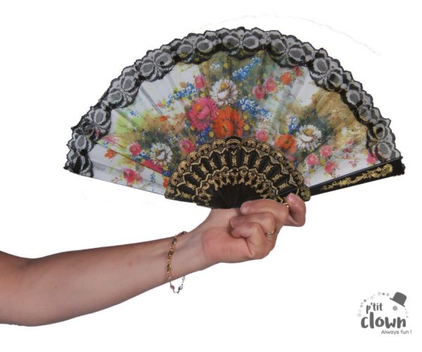 ACCESSOIRES DE FETE-EVENTAIL-EVENTAIL FLEURI-ACCESSOIRES PAYS