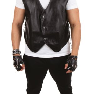 ACCESSOIRES DE FETE-GILET SIMILI CUIR-GILET DE BIKER-BIKER-GILET SANS MANCHE