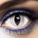 ACCESSOIRES DE FETE-LENTILLES-LENTILLES BLANCHES-MAQUILLAGE-EFFET OEIL DE CHAT BLANCHES-LENTILLES OEIL DE CHAT