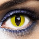 ACCESSOIRES DE FETE-LENTILLES-LENTILLES JAUNES-MAQUILLAGE-EFFET OEIL DE CHAT JAUNES-LENTILLES OEIL DE CHAT