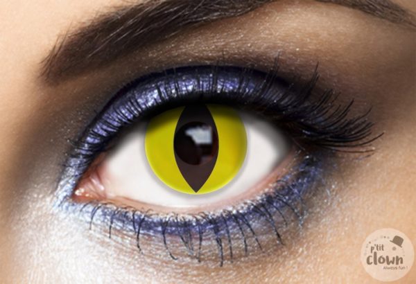 ACCESSOIRES DE FETE-LENTILLES-LENTILLES JAUNES-MAQUILLAGE-EFFET OEIL DE CHAT JAUNES-LENTILLES OEIL DE CHAT