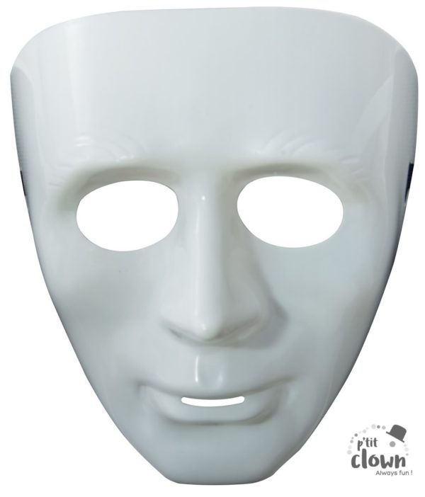 ACCESSOIRES DE FETE-MASQUE-MASQUE BLANC ADULTE-MASQUE VISAGE BLANC