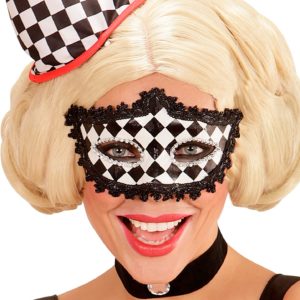 ACCESSOIRES DE FETE-MASQUES-MASQUE LOUP DAMIER-MASQUE VENITIEN