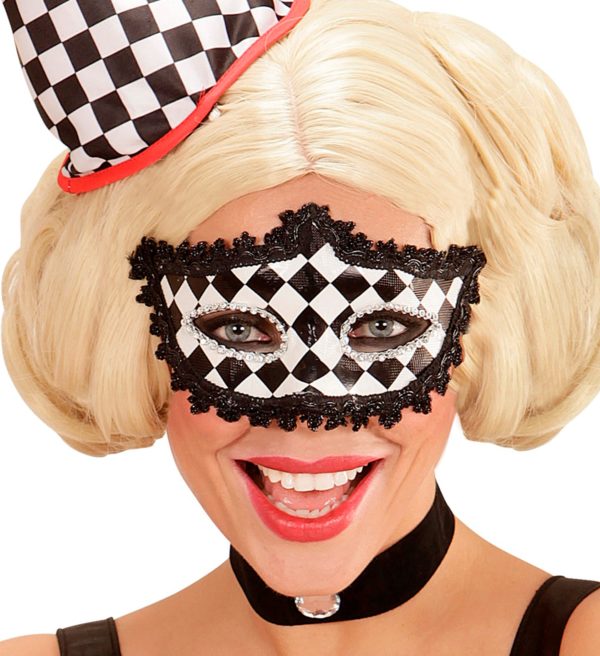 ACCESSOIRES DE FETE-MASQUES-MASQUE LOUP DAMIER-MASQUE VENITIEN