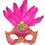 ACCESSOIRES DE FETE-MASQUES-MASQUE LOUP-MASQUE VENITIEN-MASQUE VENITIEN ROSE