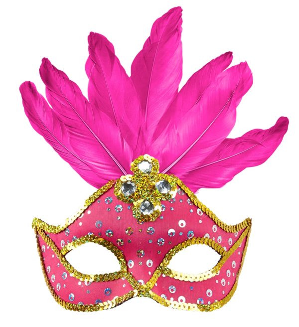 ACCESSOIRES DE FETE-MASQUES-MASQUE LOUP-MASQUE VENITIEN-MASQUE VENITIEN ROSE