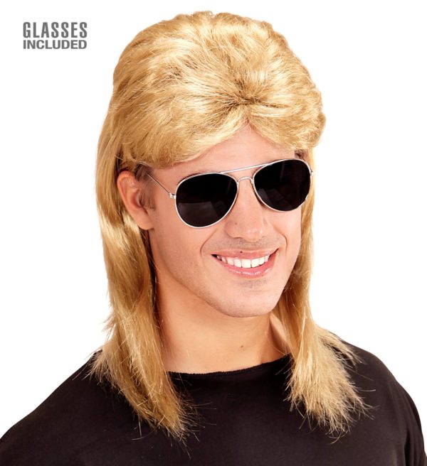 ACCESSOIRES DE FETE-PERRUQUE-PERRUQUE MULET-COUPE MULET-ANNEES 80-COUPE MULET BLOND
