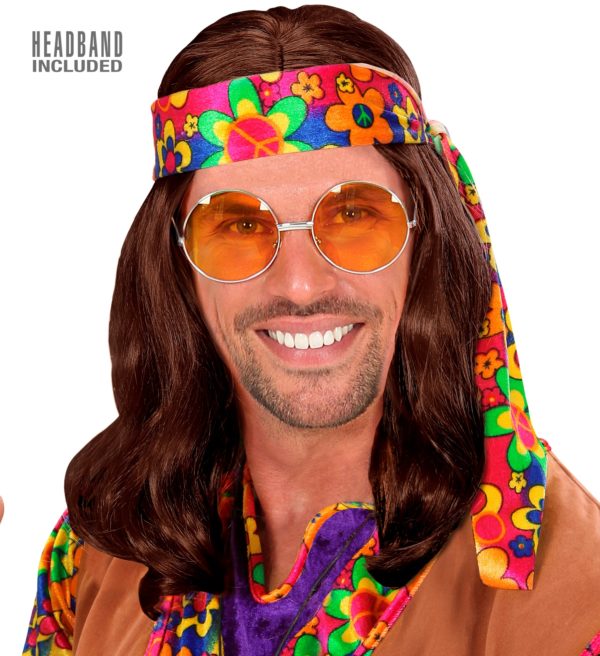 ACCESSOIRES-DE-FETE-PERRUQUES-PERRUQUE-HIPPIE-HOMME BRUNE
