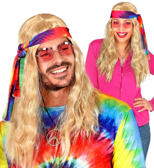 ACCESSOIRES DE FETE-PERRUQUES-PERRUQUE HIPPIE-PERRUQUE BLONDE-PERRUQUE HIPPIE BLONDE-PERRUQUE HOMME-PERRUQUE FEMME