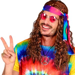 ACCESSOIRES DE FETE-PERRUQUES-PERRUQUE HIPPIE-PERRUQUE BRUNE-PERRUQUE HIPPIE BRUNE-PERRUQUE HOMME-PERRUQUE FEMME