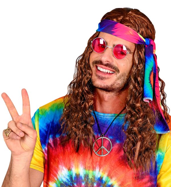ACCESSOIRES DE FETE-PERRUQUES-PERRUQUE HIPPIE-PERRUQUE BRUNE-PERRUQUE HIPPIE BRUNE-PERRUQUE HOMME-PERRUQUE FEMME