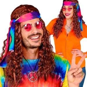 ACCESSOIRES DE FETE-PERRUQUES-PERRUQUE HIPPIE-PERRUQUE BRUNE-PERRUQUE HIPPIE BRUNE-PERRUQUE HOMME-PERRUQUE FEMME