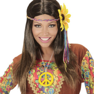 ACCESSOIRES DE FETE-PERRUQUES-PERRUQUE HIPPIE-PERRUQUE HIPPIE BRUNE