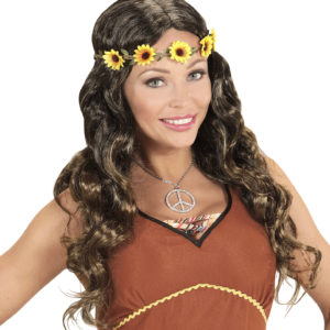 ACCESSOIRES DE FETE-PERRUQUES-PERRUQUE HIPPIE-PERRUQUE HIPPIE BRUNE FEMME