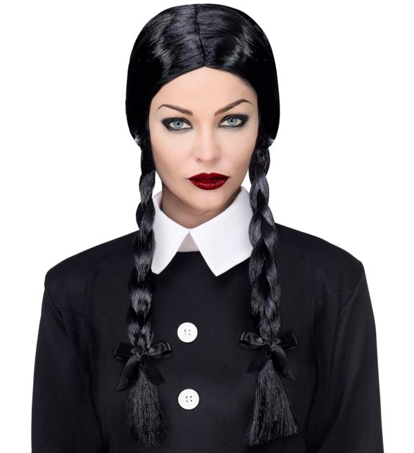 ACCESSOIRES DE FETE-PERRUQUES-PERRUQUE MERCREDI-PERRUQUE ADDAMS-PERRUQUE FILLE SOMBRE
