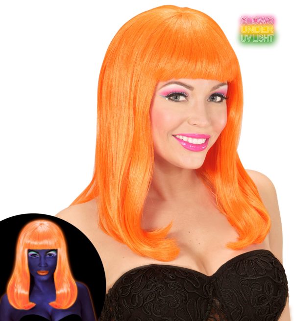 ACCESSOIRES DE FETE-PERRUQUES-PERRUQUE ORANGE FLUO