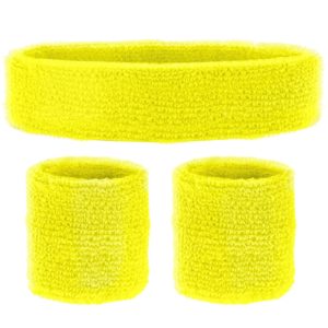 ACCESSOIRES DE FETE-SET-SET BANDEAU-ACCESSOIRES FLUO-ACCESSOIRES ANNEES 80-ACCESSOIRES JAUNE FLUO