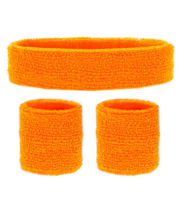 ACCESSOIRES DE FETE-SET-SET BANDEAU-ACCESSOIRES FLUO-ACCESSOIRES ANNEES 80-ACCESSOIRES ORANGE FLUO