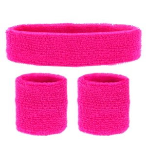 ACCESSOIRES DE FETE-SET-SET BANDEAU-ACCESSOIRES FLUO-ACCESSOIRES ANNEES 80-ACCESSOIRES ROSE FLUO–