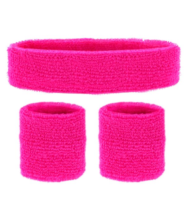 ACCESSOIRES DE FETE-SET-SET BANDEAU-ACCESSOIRES FLUO-ACCESSOIRES ANNEES 80-ACCESSOIRES ROSE FLUO