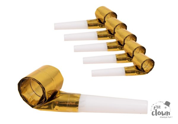 ACCESSOIRES DE FETE-SIFFLET SANS GENE-LANGUE DE GRAND MERE-BRUIT-SIFFLET OR