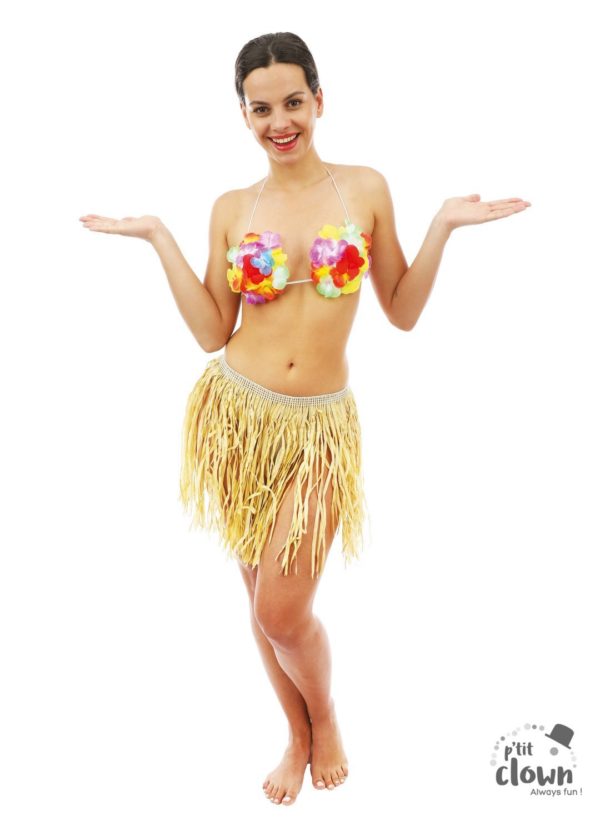 ACCESSOIRES DE FETE-SOUTIEN GORGE HAWAI-SOUTIEN GORGE FLEURS-TROPICAL