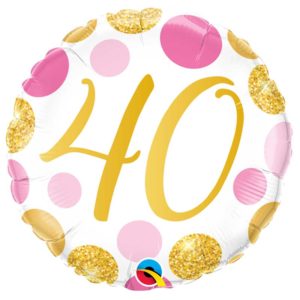 Anniversaire adulte, 40 ans, ballons alu, gold and pink