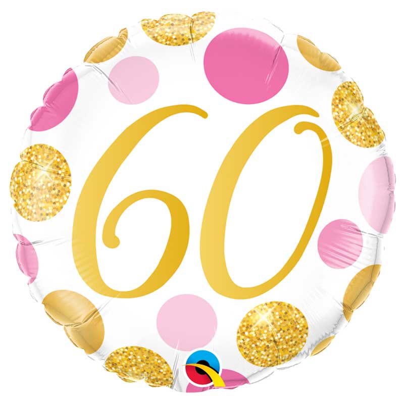 Anniversaire adulte, 60 ans, ballons alu, gold and pink