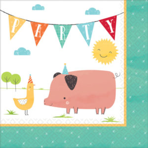 Anniversaire enfant, animaux de la ferme, serviettes