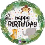 Anniversaire enfant, animaux de la jungle, ballon alu, happy birthday