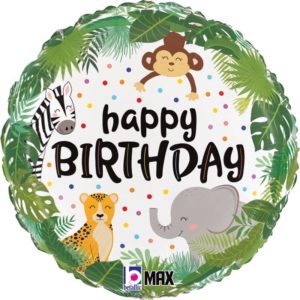 Anniversaire enfant, animaux de la jungle, ballon alu, happy birthday