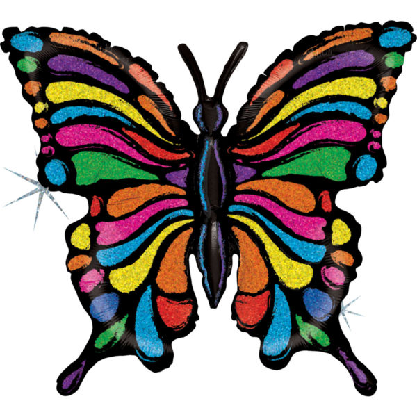 Anniversaire enfant, papillon, ballons alu, pop art