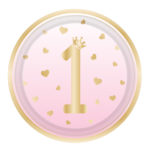 Anniversaire enfant, 1er anniversaire, assiettes, rose