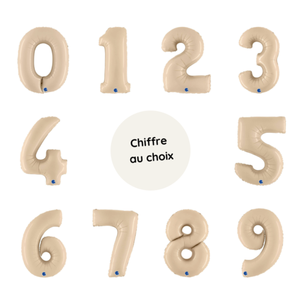 Ballons, chiffre, crème, 102 cm