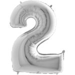 Ballons et hélium, ballons aluminium, ballons chiffres, argent, 66 cm, 2