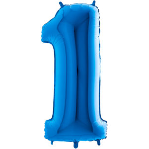 Ballons et hélium, ballons aluminium, ballons chiffres, bleu 36 cm, 1