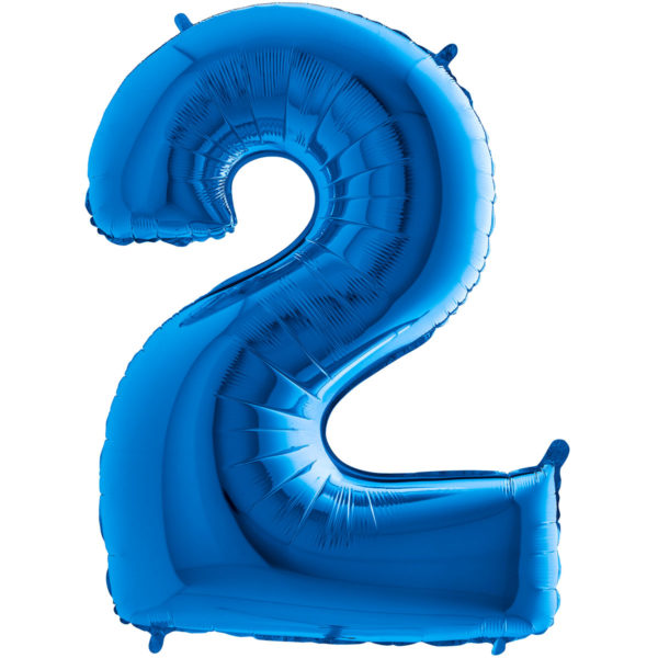 Ballons et hélium, ballons aluminium, ballons chiffres, bleu 36 cm, 2
