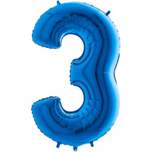 Ballons et hélium, ballons aluminium, ballons chiffres, bleu 36 cm, 3