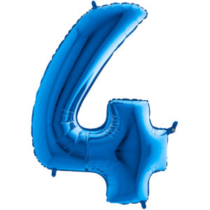 Ballons et hélium, ballons aluminium, ballons chiffres, bleu 36 cm, 4