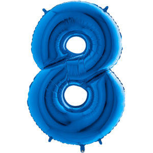 Ballons et hélium, ballons aluminium, ballons chiffres, bleu 36 cm, 8