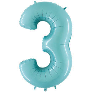 Ballons et hélium, ballons aluminium, ballons chiffres, bleu ciel, 66 cm, 3