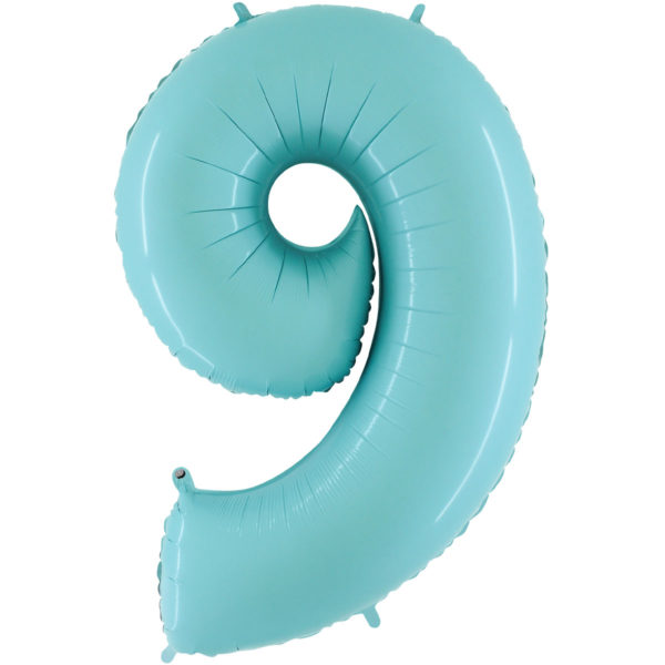 Ballons et hélium, ballons aluminium, ballons chiffres, bleu ciel, 66 cm, 9