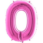 Ballons et hélium, ballons aluminium, ballons chiffres, fuchsia, 66 cm, 0